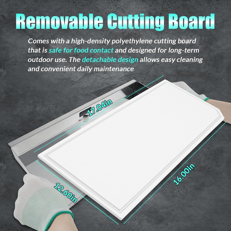 A10-902 Rectangular Grill Serving Shelf w/ Removable Cutting Board for 9” x 18" gallery