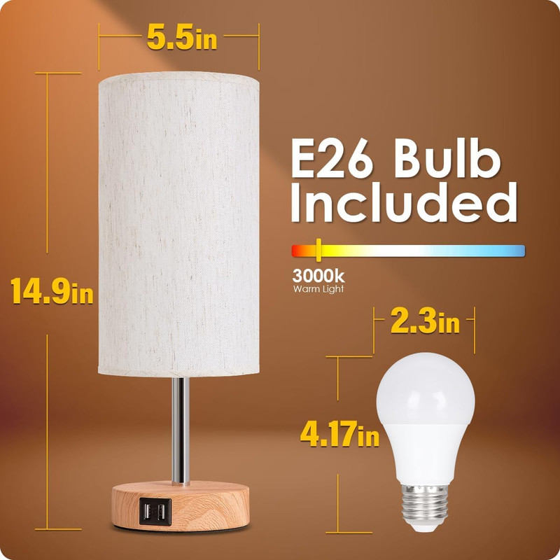 Yarra-Decor Bedside Table Lamp with USB Ports - Touch Control for Bedroom 3 Way gallery