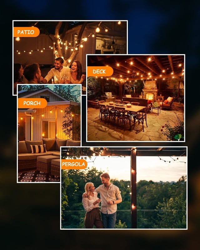 G 40 Outdoor String Lights, LED Patio Hanging Lights with Waterproof G40 Plastic gallery