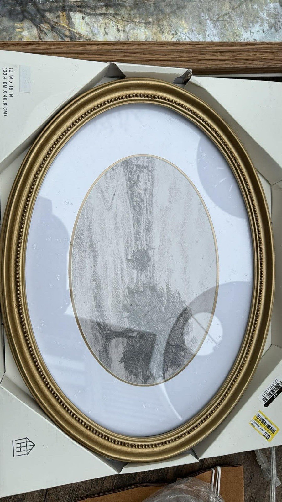 12"x16" Horizontal Oval Landscape Sketch Framed Wall Art - Hearth & Hand NWT gallery