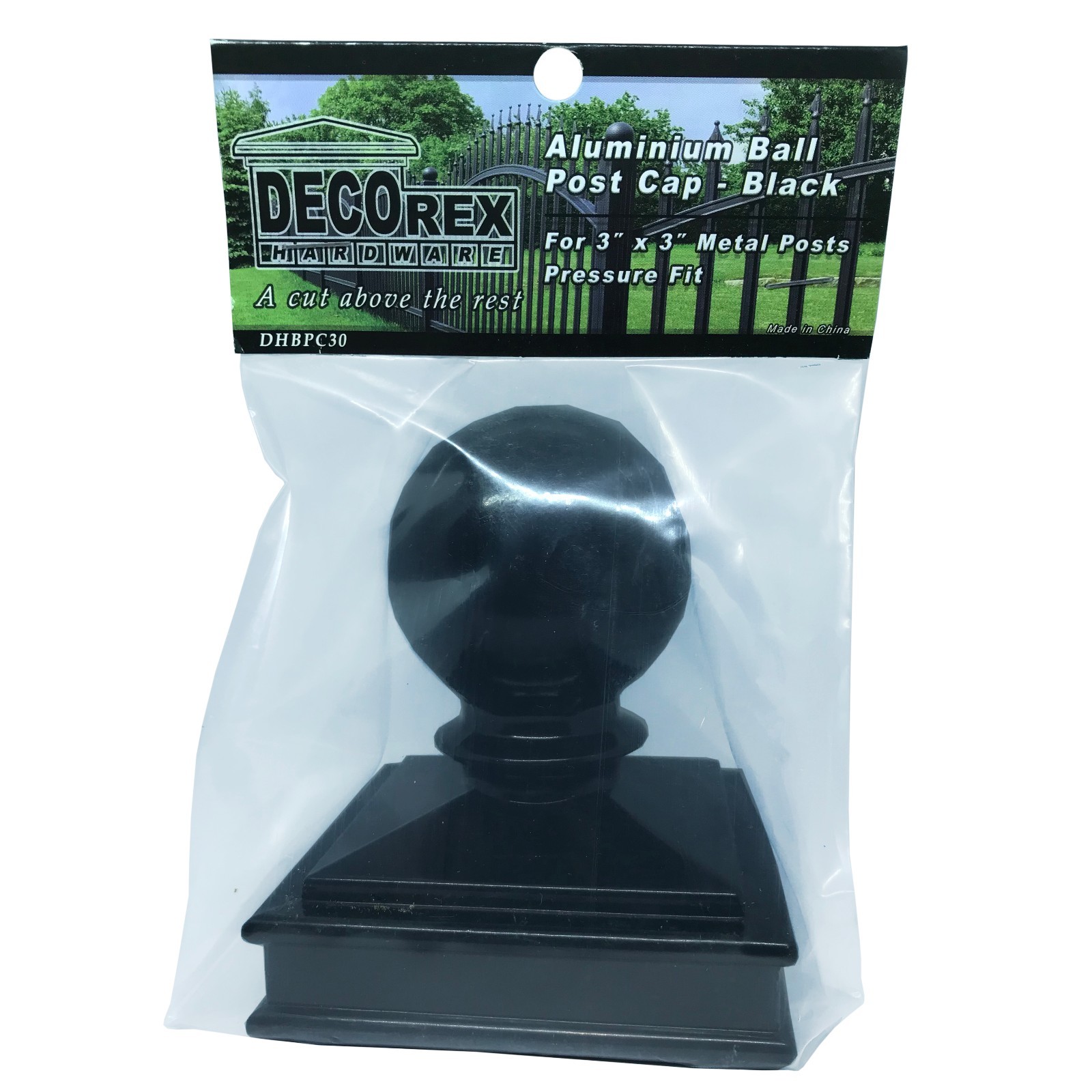 3" x 3" Decorex Hardware Aluminium Ball Top Post Cap for Metal Posts - Black gallery