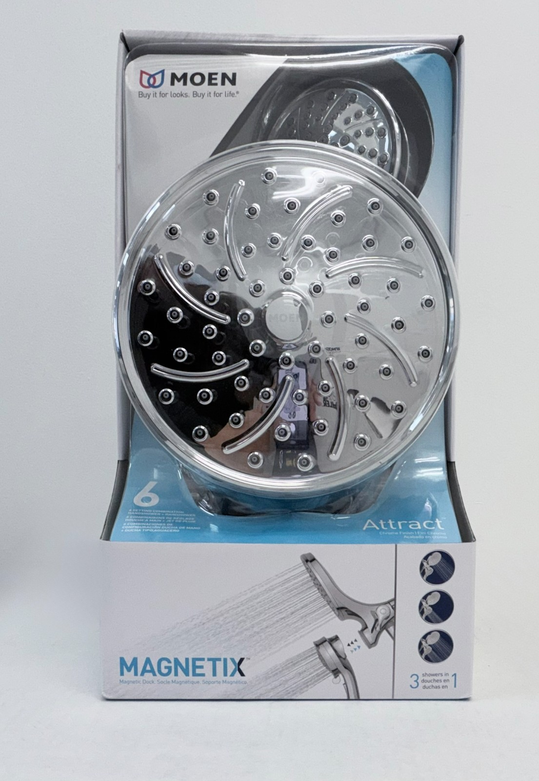 Attract Magnetix 26008 6-Spray Dual Wall Mount Fixed and Handheld Shower gallery
