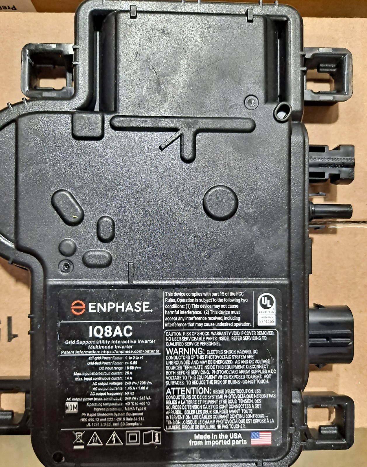 Microinverter ( IQ8AC-72-M-US ) MC4 Wire Connector no cap and mounting bracket gallery