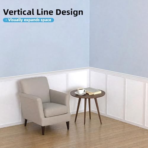 Premade Board and Batten Paintable Wainscoting Kit, 189 x 54 Inch Log Color gallery