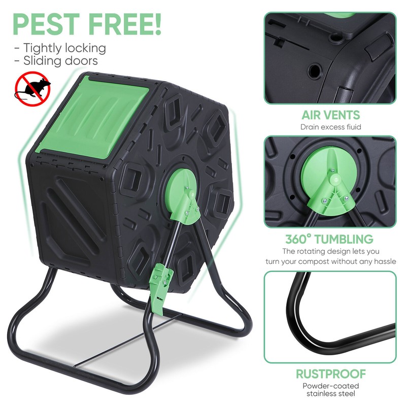 Small and Light Compost Bin Tumbler Single Chamber Tumbling Composter Outdoor gallery