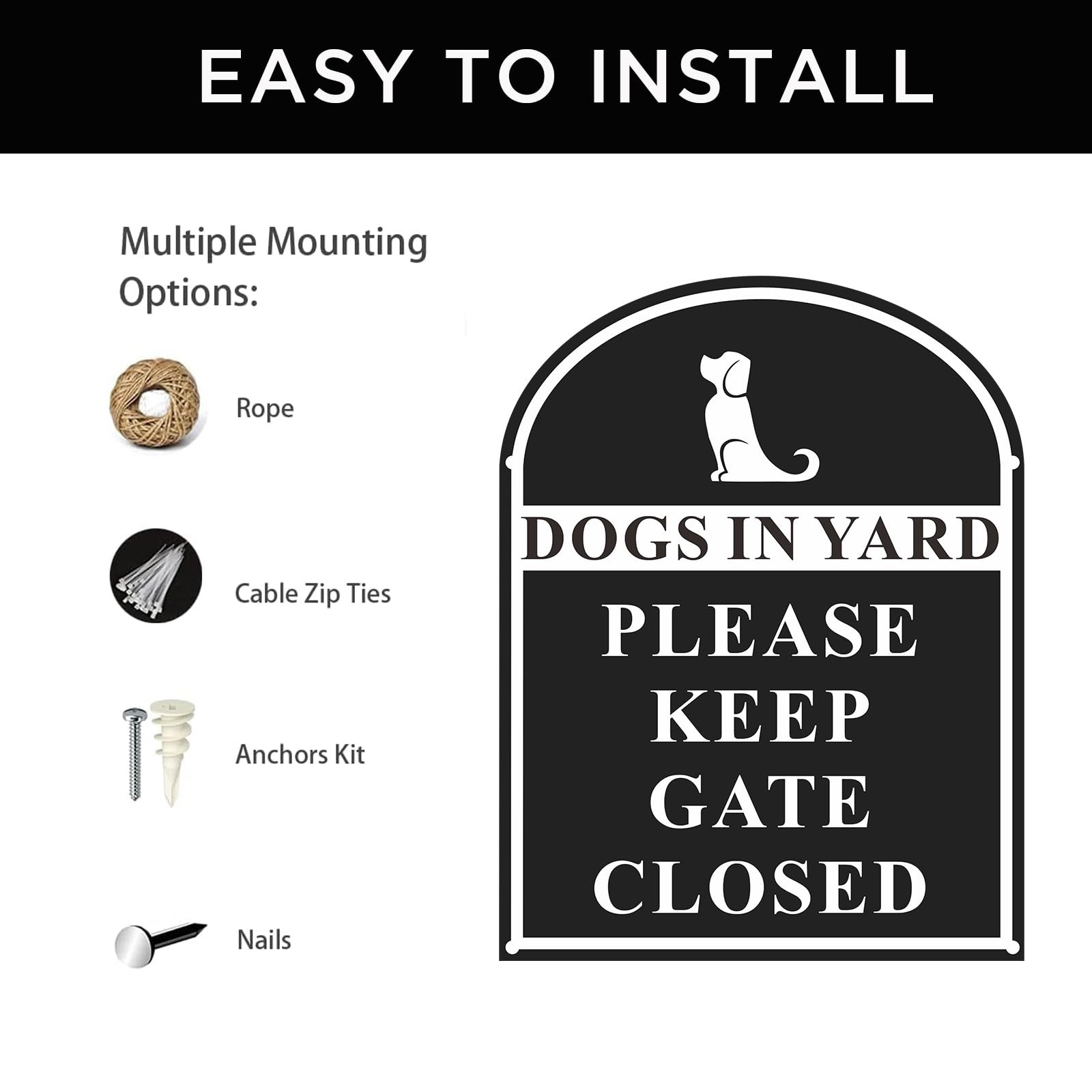 2 Pack Please Close The Gate Metal Sign - Dogs In Yard - Brushed Aluminium Du... gallery