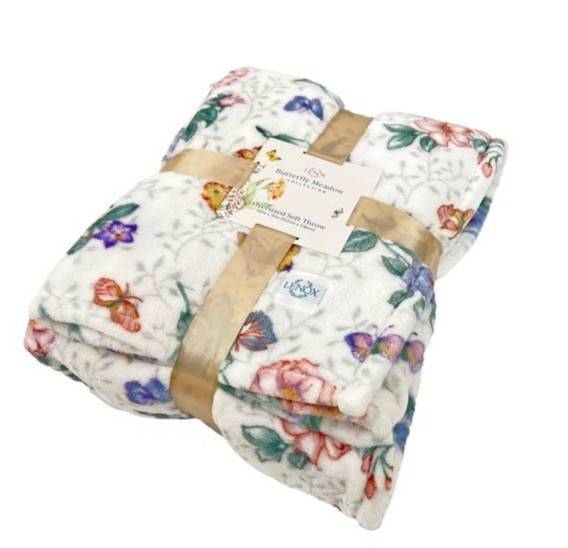 Lenox BUTTERFLY MEADOW FLOWER THROW BLANKET. Easter/Mother's Day Gift gallery