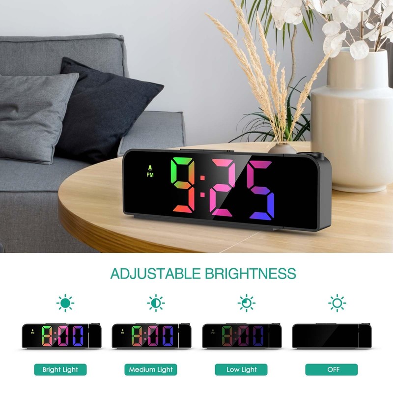 Projection Alarm Clock for Bedroom, Digital Clock Projector on Ceiling, 7.9''... gallery
