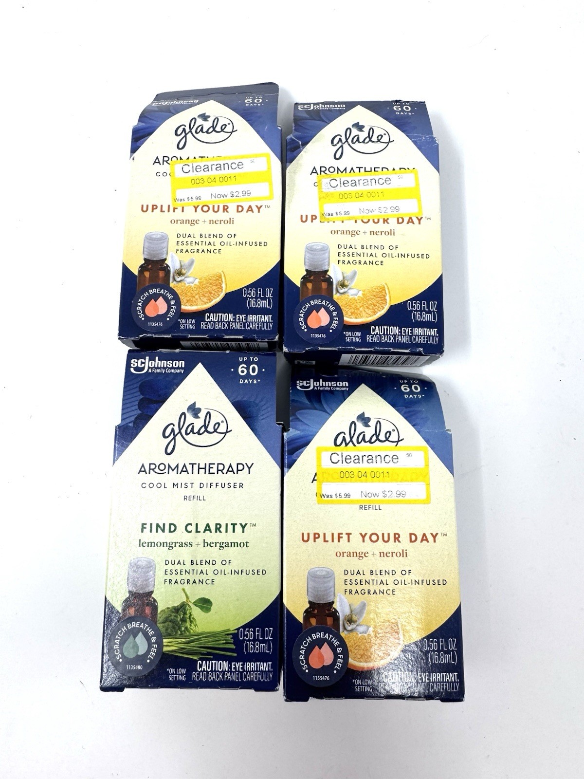 4 Glade Aromatherapy Cool Mist Diffuser Refill CLARITY Uplift Lemongrass Orange gallery