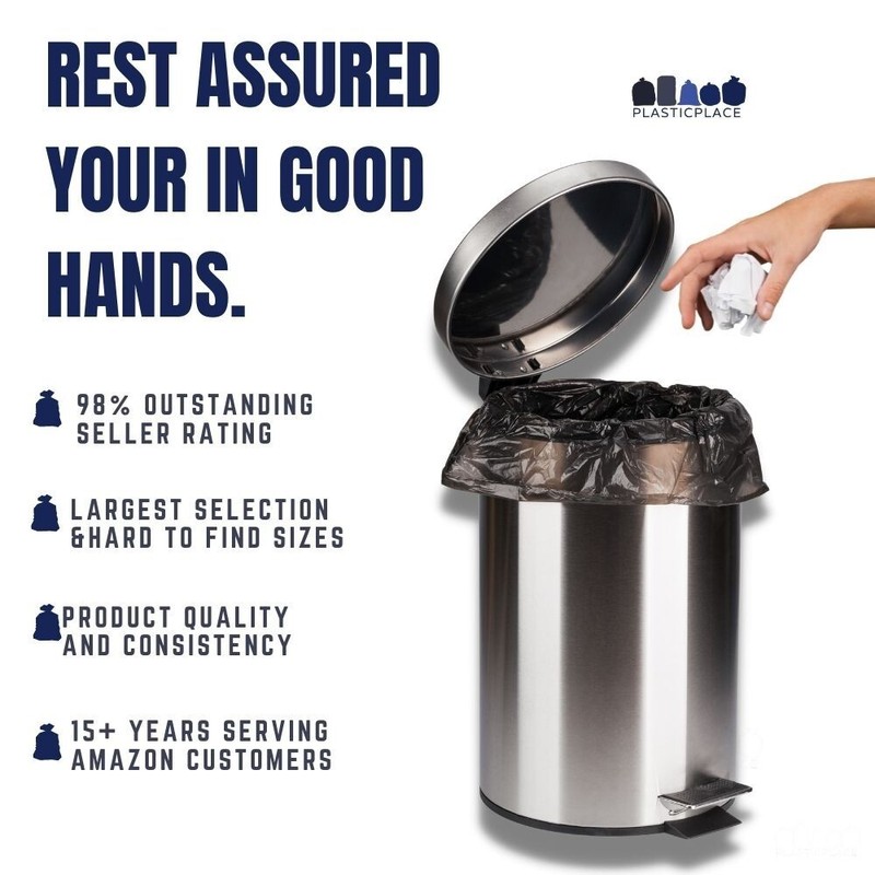 Plasticplace 7-10 Gallon High Density Trash Bags - Black, Case of 1000 Bags gallery