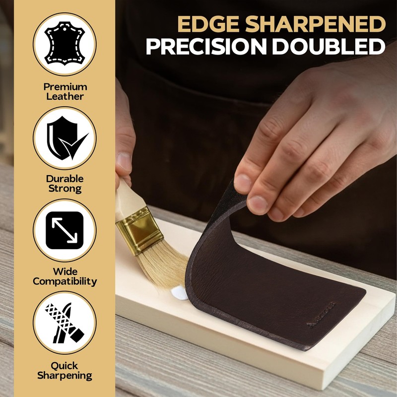 Leather Strop 3x8 Inch Buffing Block Honing Compound Knife Sharpening Tool gallery