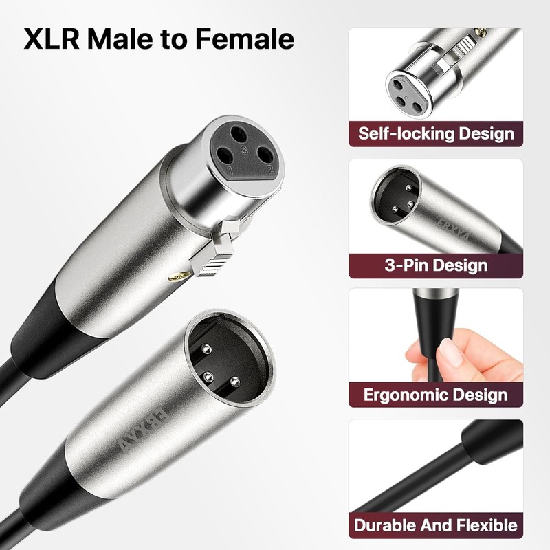 EBXYA XLR Cables 3ft 6-Packs - Standard XLR Male to Female Microphone Cable with gallery