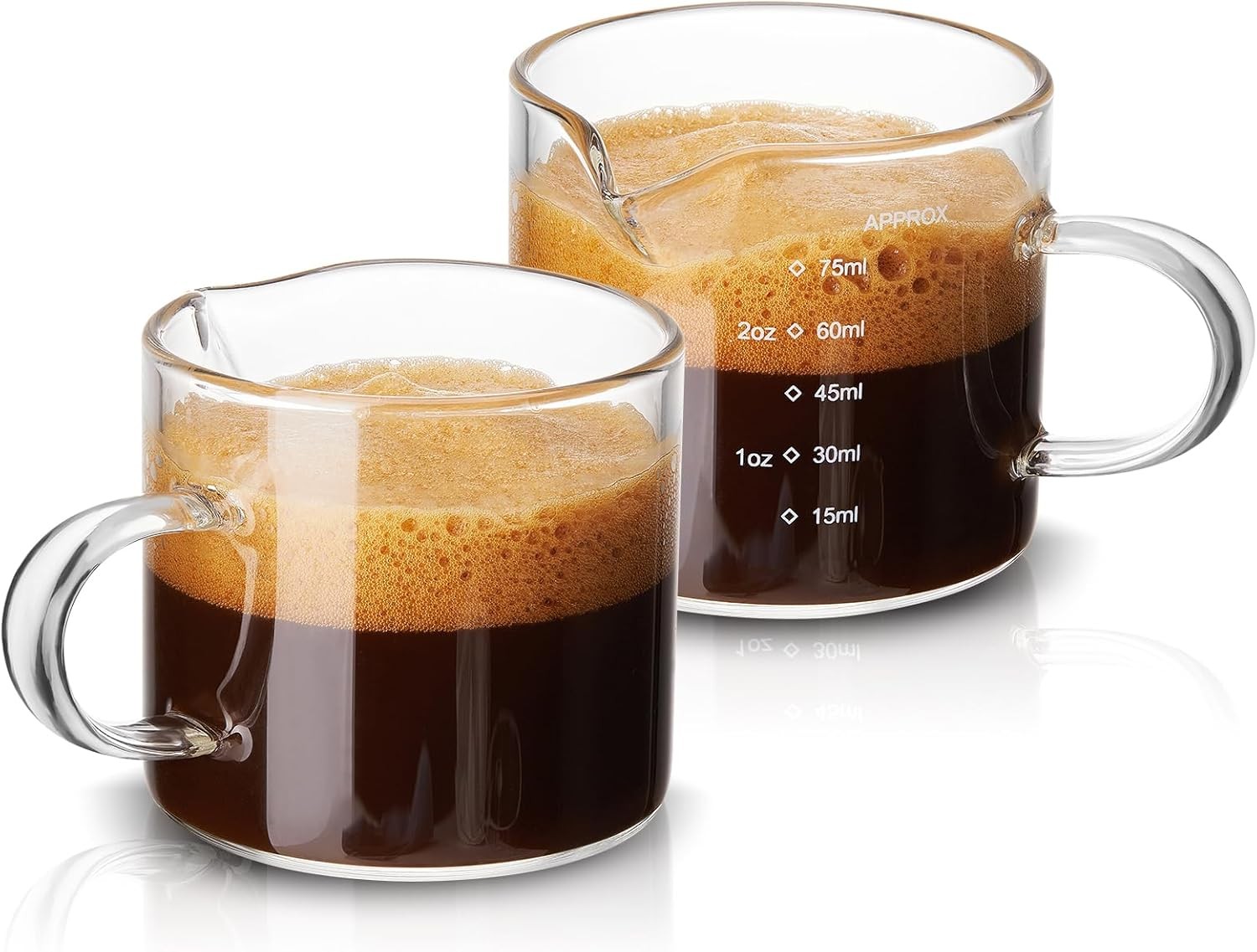 2 Pack Measuring Cups, 75ML Espresso Cups with Handle, Espresso Shot Glasses ... gallery