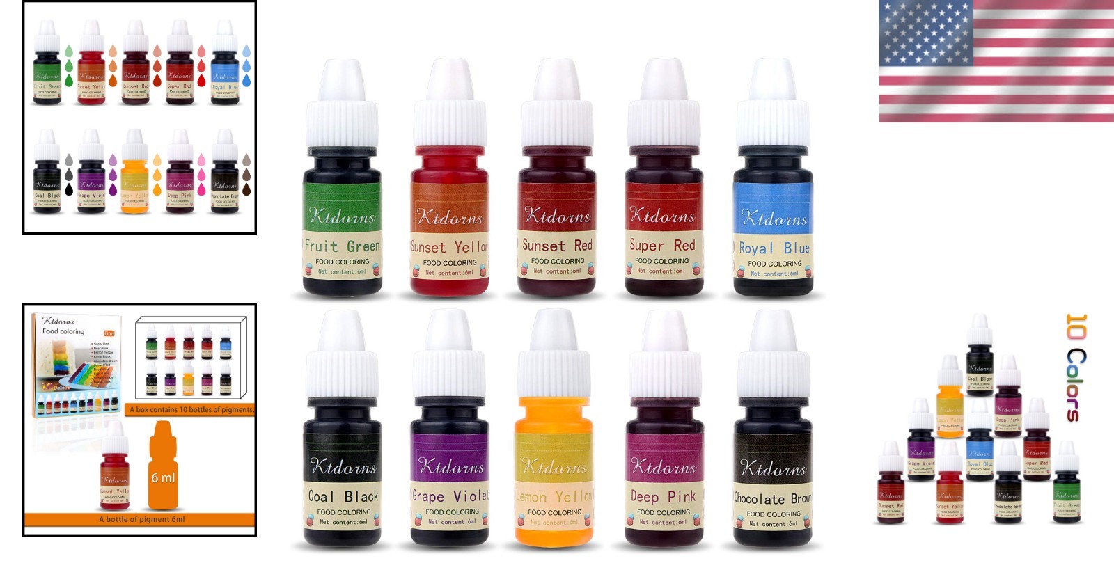 Food Coloring Liquid Kit 10 Colors for Baking Decorating Cake Fondant Slime gallery