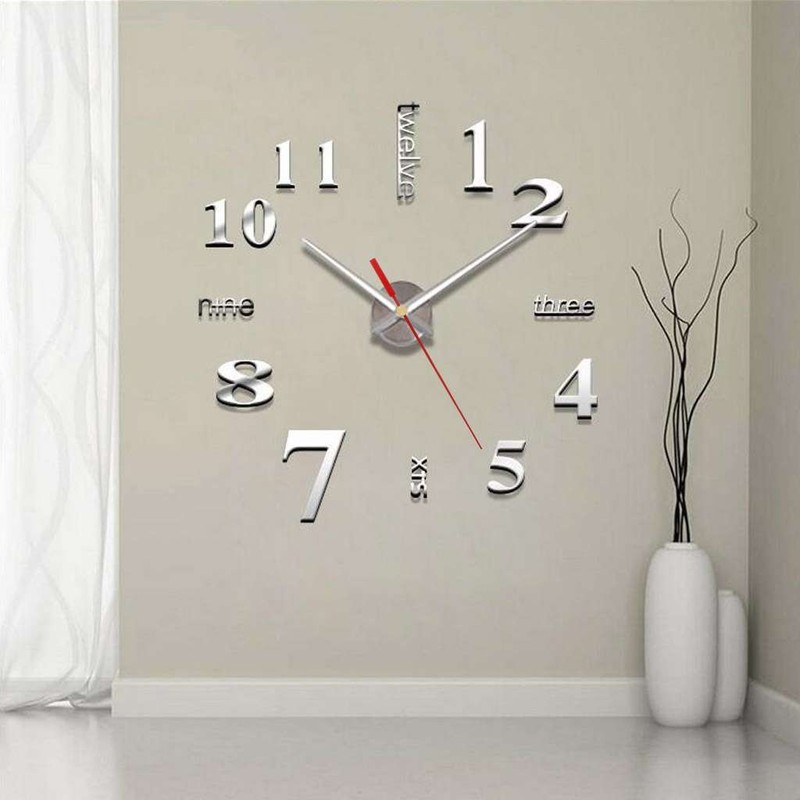3D Modern DIY Large Wall Clock Mirror Surface Sticker Home Art Design Decor gallery