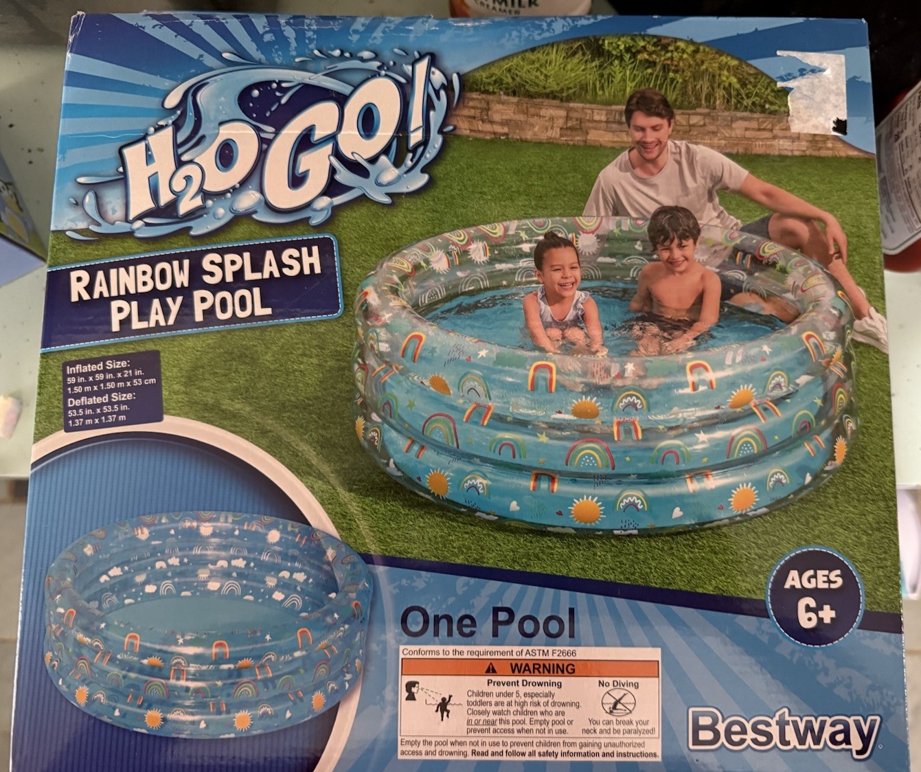 Bestway H2OGO Rainbow Splash Play Pool Kids Backyard Water Beach Fun Ages 6+ NEW gallery