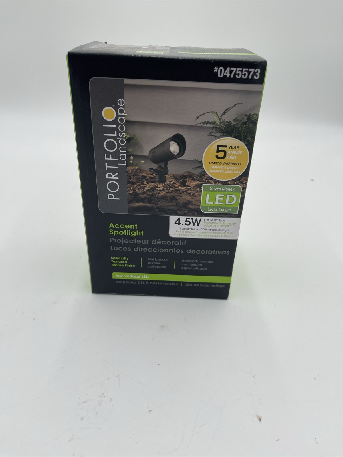 NIB Portfolio Landscape Spotlight Low Voltage LED Bronze Finish 0475573 4.5 Watt gallery