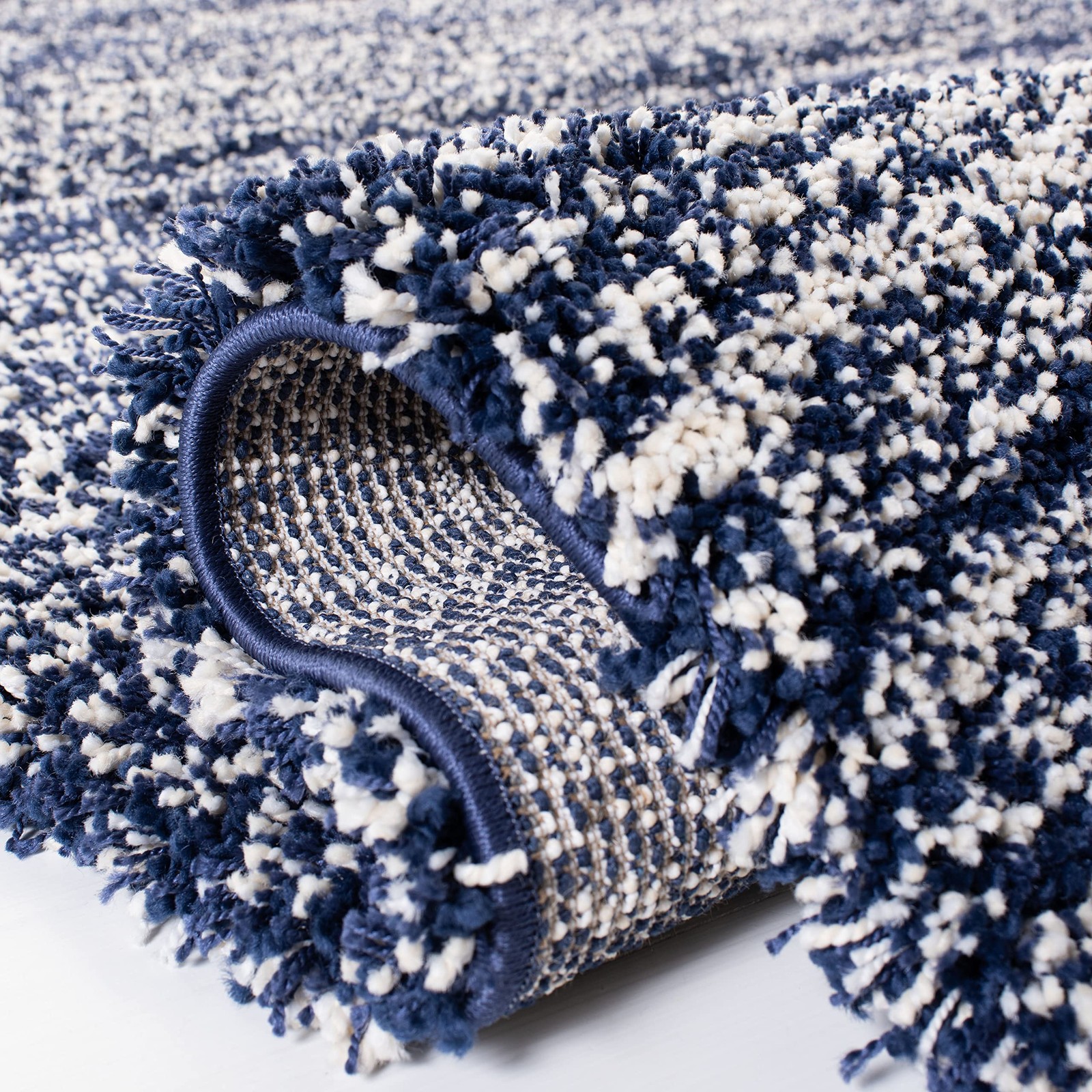 Hudson Shag Collection Accent Rug - 2' x 3', Navy & Ivory, Non-Shedding & Eas... gallery