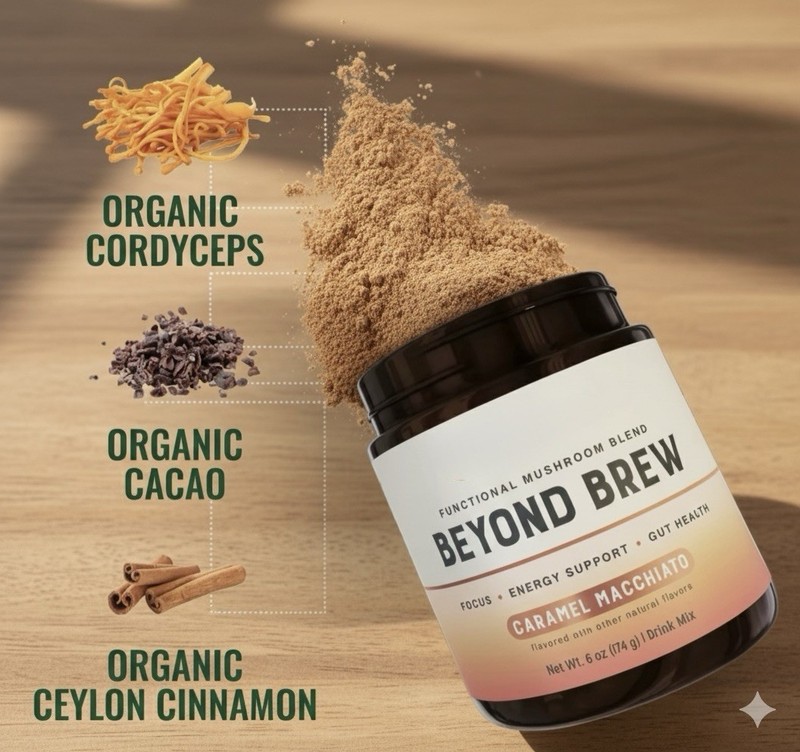 4-PACK CARAMEL Beyond Brew Mushroom Coffee 7-in-1 Cacao Energy/focus/Gut/Mental! gallery