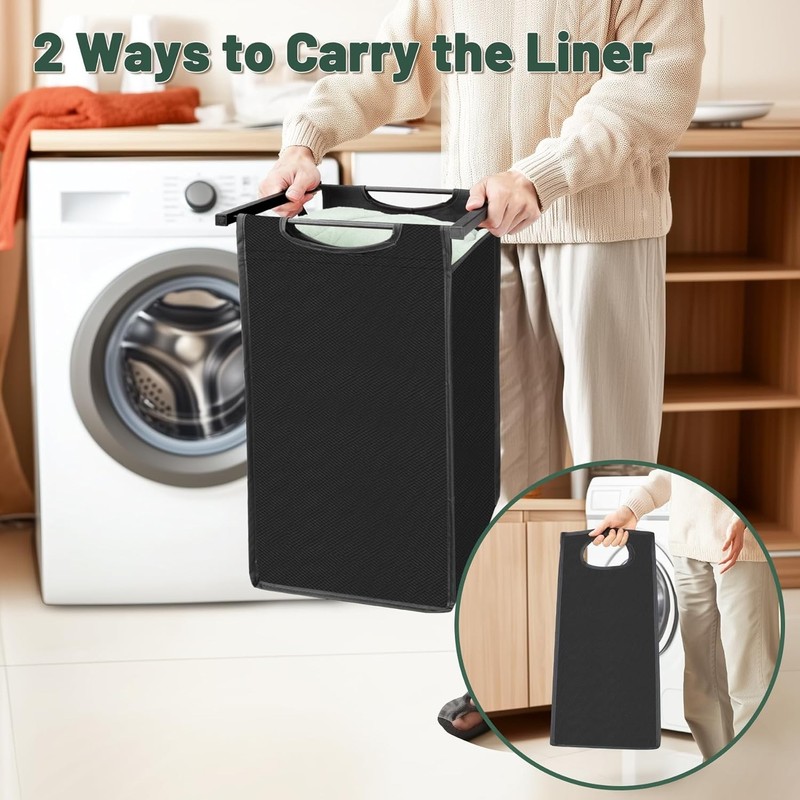 Laundry Sorter with 3 Pull-Out Removable Oxford Fabric Black Bags Laundry Basket gallery