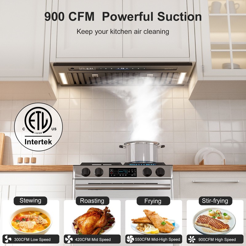 900 CFM BRANO Insert Range Hood - Voice/Gesture/Touch Control & Stainless Steel gallery
