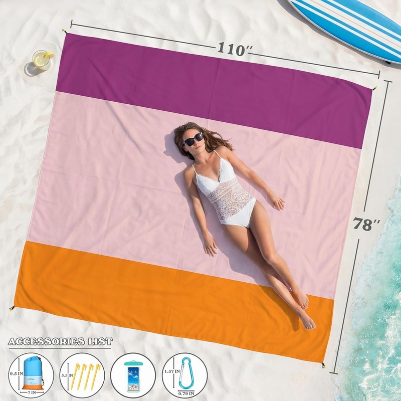 Beach Blanket Oversized Extra Large 78"X81"/10'X9',Waterproof Sandproof Beach... gallery