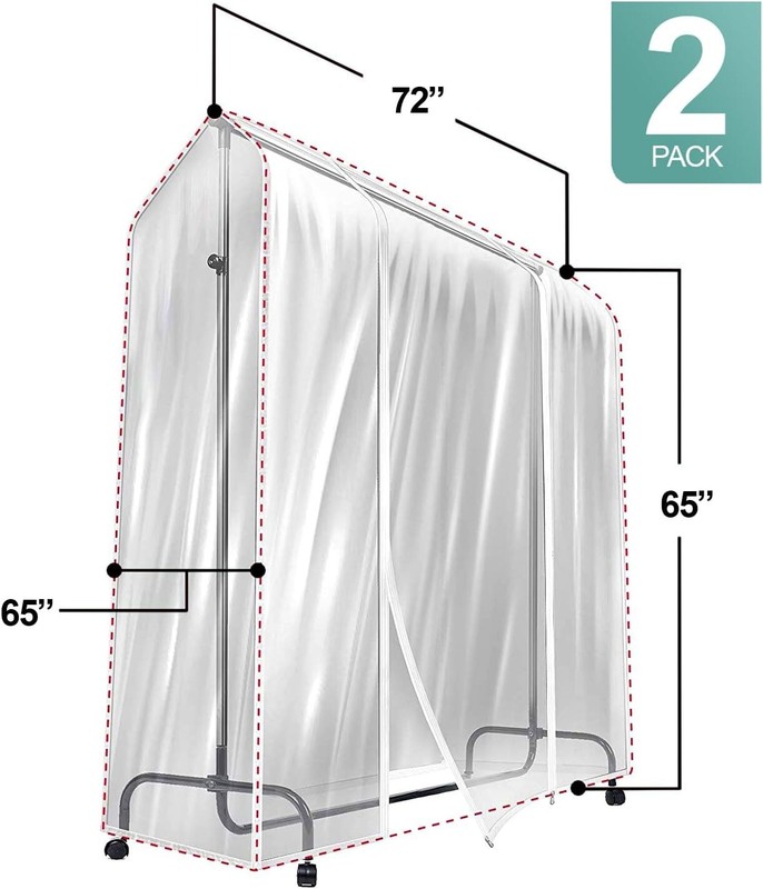 Sorbus 6ft Garment Rack Cover - 2 Pack, Transparent, Dustproof, Waterproof gallery
