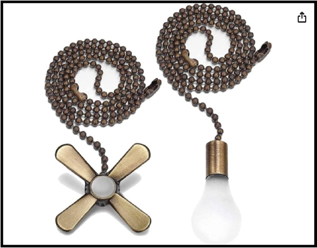 Ceiling Fan Pull Extension Chain with Recognizable Fan and Bulb Cord,... gallery