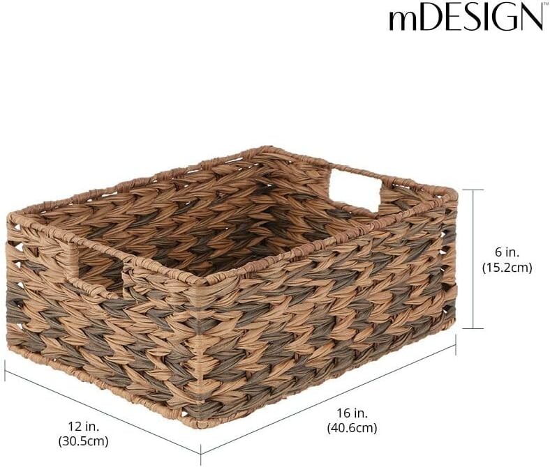 mDesign Woven Farmhouse Kitchen Pantry Food Storage Organizer Basket Bin Box gallery