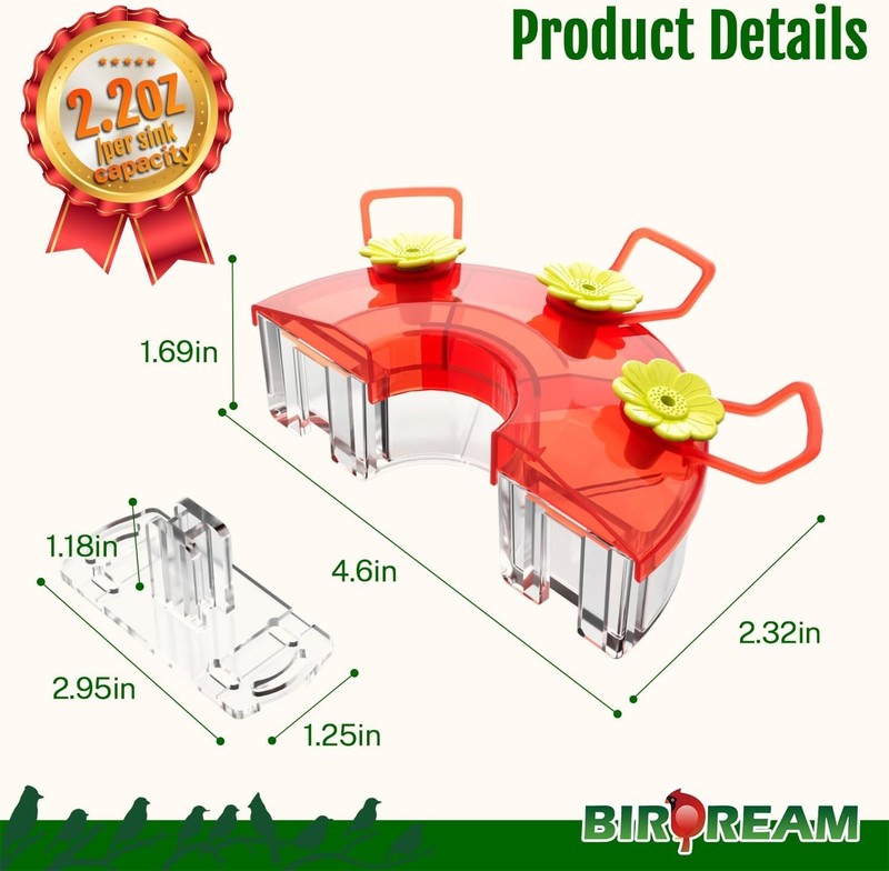 Versatile 6oz Hummingbird Feeder, 2 Troughs & 6 Ports for Maximum Attraction gallery