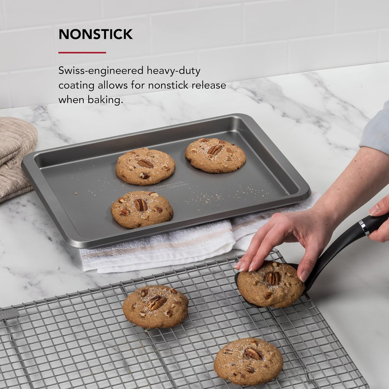 KitchenAid 9x13in Nonstick Aluminized Steel Baking Sheet, Contour Silver gallery