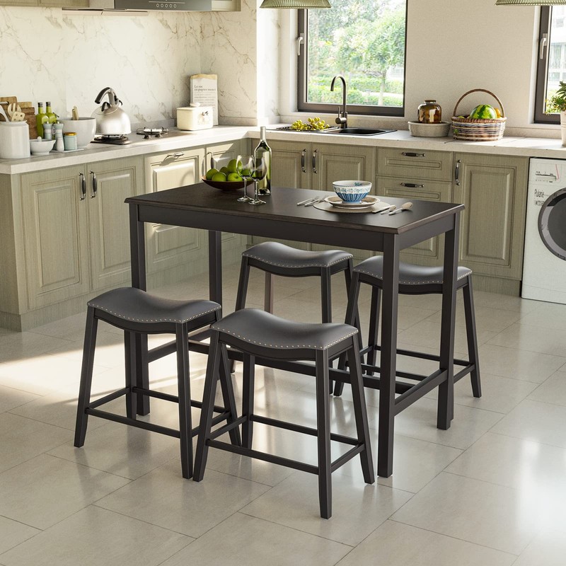 Dining Table Set for 4, Kitchen Counter Height Table w/ 4 Stools, 5 Piece Bis... gallery
