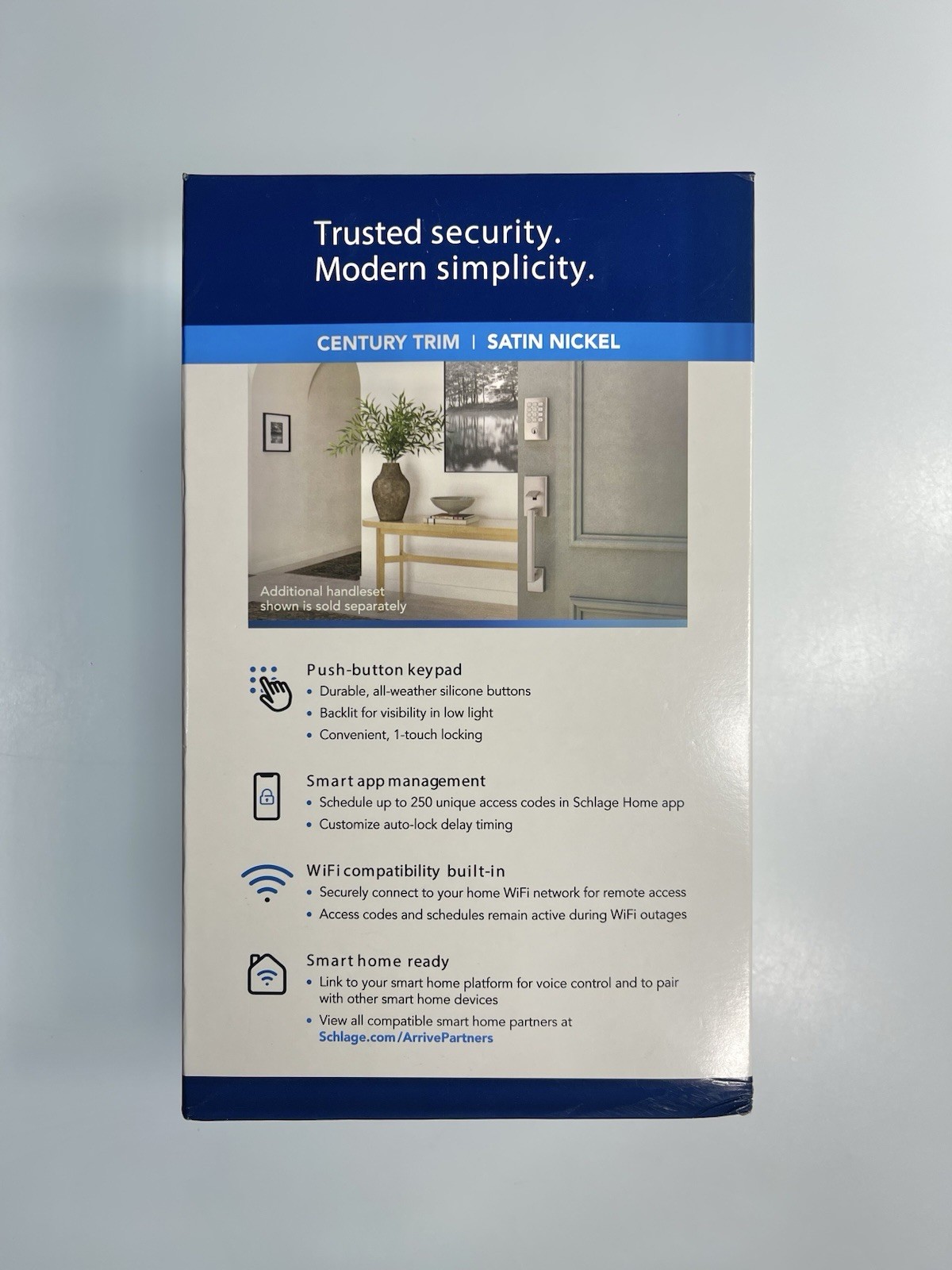 Schlage Arrive Smart Wifi Deadbolt Century Trim Satin Nickel Square Shape gallery