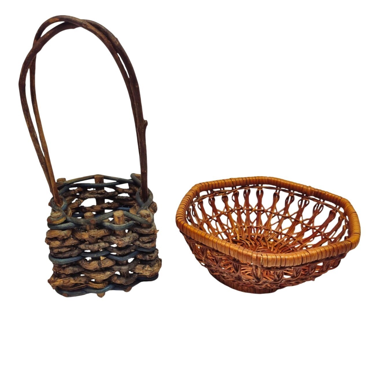 Vintage Basket Set Rustic Handwoven Wicker Twig Decorative Boho flower girl gallery