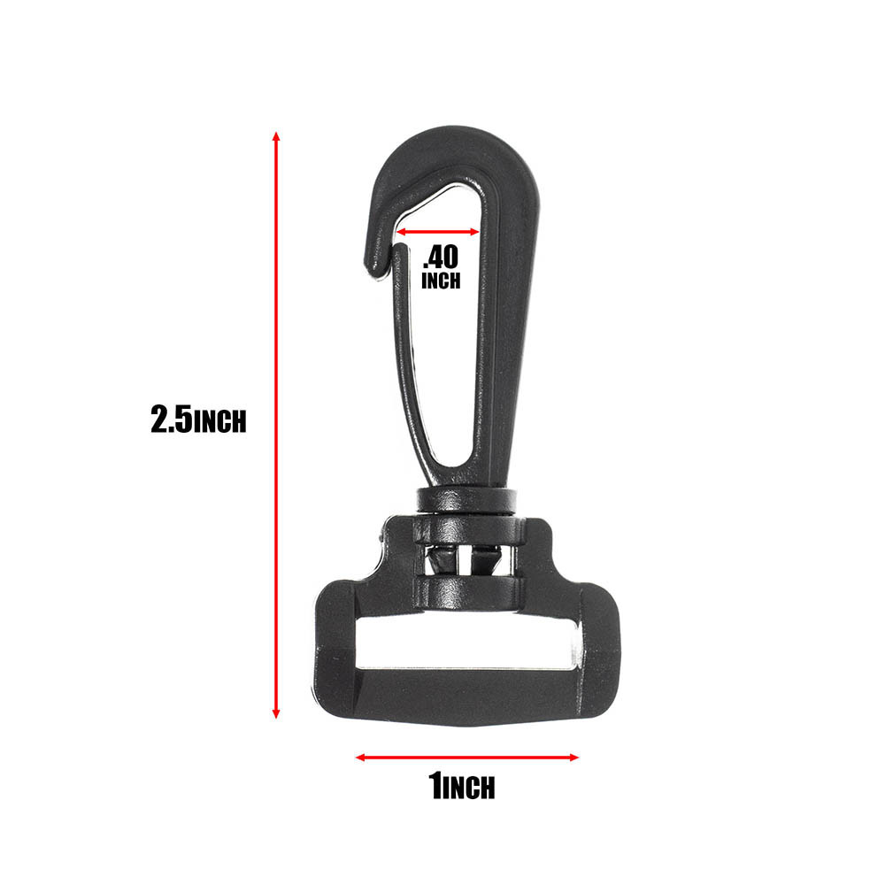 Black Plastic Swivel Snap Hook by Paracord Planet - For 1 Inch Webbing & Straps gallery