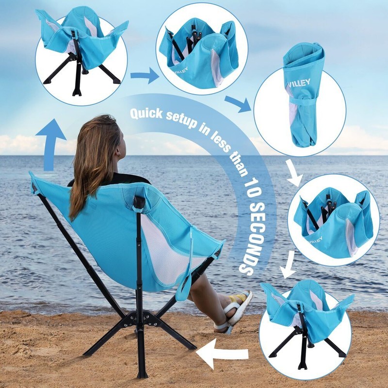 VILLEY Portable Folding Chairs 2 Pack Lightweight Camping Chair Supports 330 LBS gallery