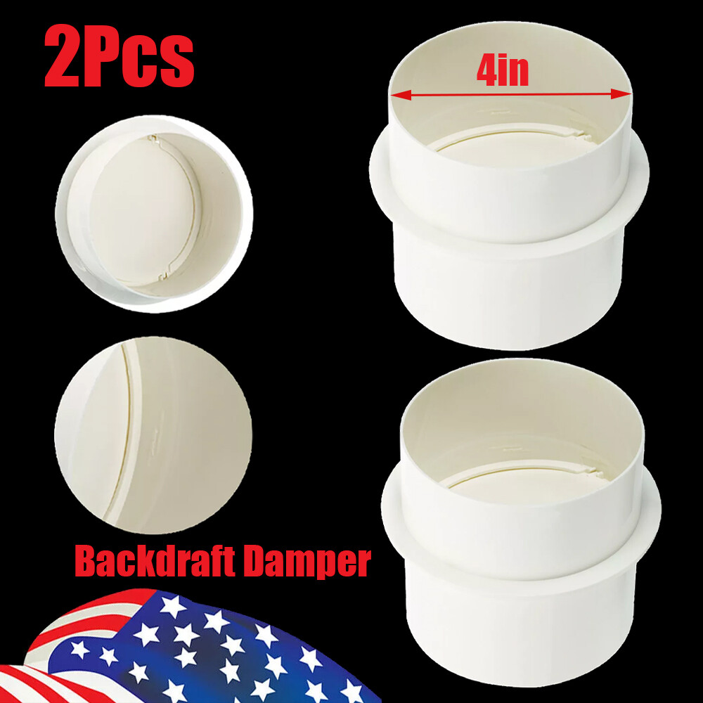 2PCS 4 Inch PVC Backdraft Shutter Damper Draft Blocker for HVAC Extractor Fan