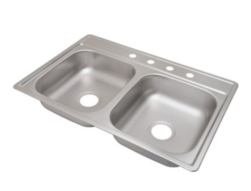 Aspen 22 Inch X 33 Inch Double Bowl Kitchen Sink Stainless Steel 4 Hole -6 Inch gallery