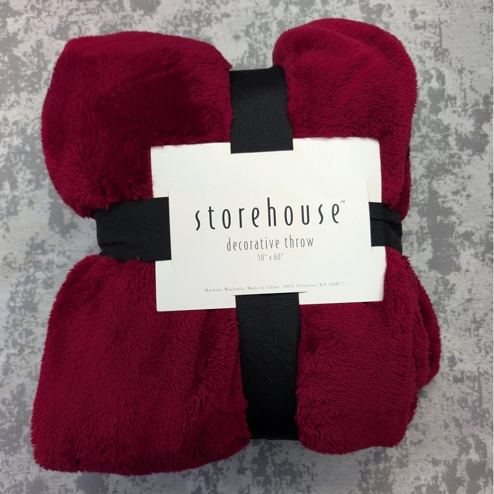 Storehouse Decorative Throw Blanket Burgundy Red Plush Faux Fur 50x60 NEW gallery