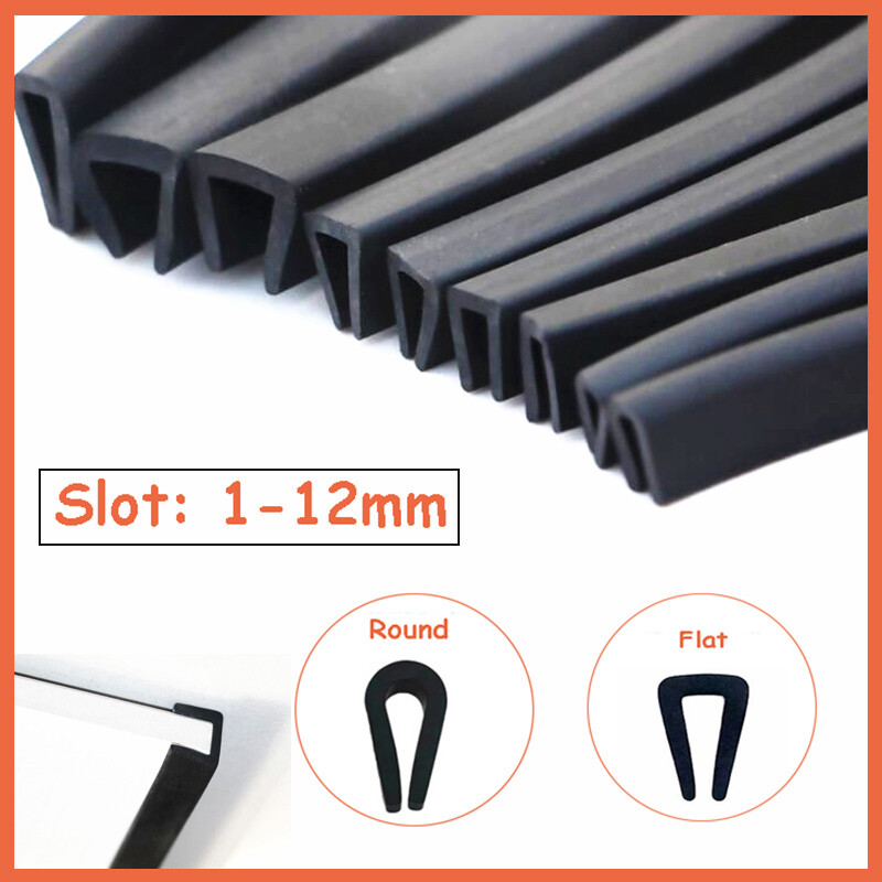 Edging Protection Frame Profile Rubber Trim Seal Flat Round U Shaped Slot 1-12mm gallery