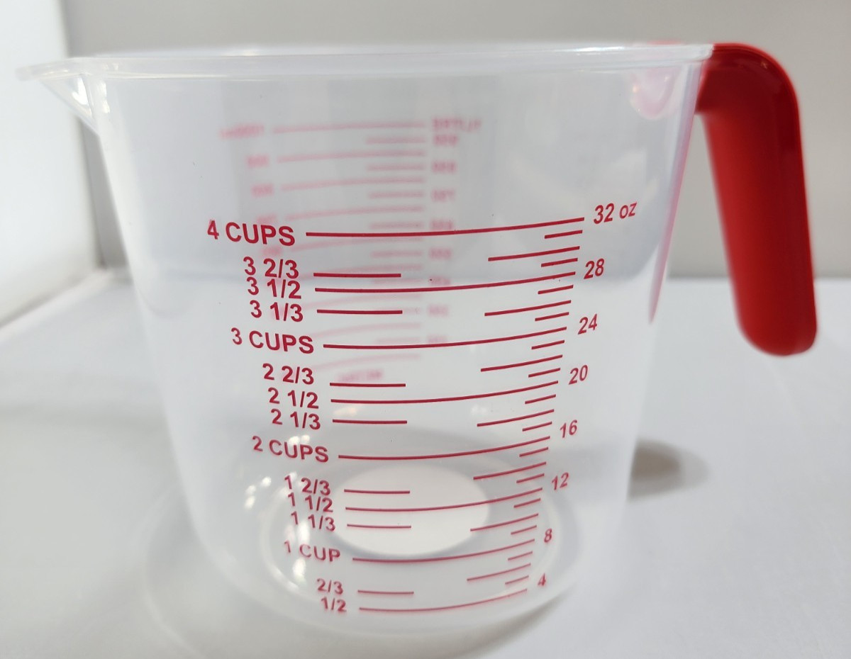 2 PACK Clear Plastic 4 Cup Measuring Cup with Red Handle – 32 oz Kitchen Measure gallery
