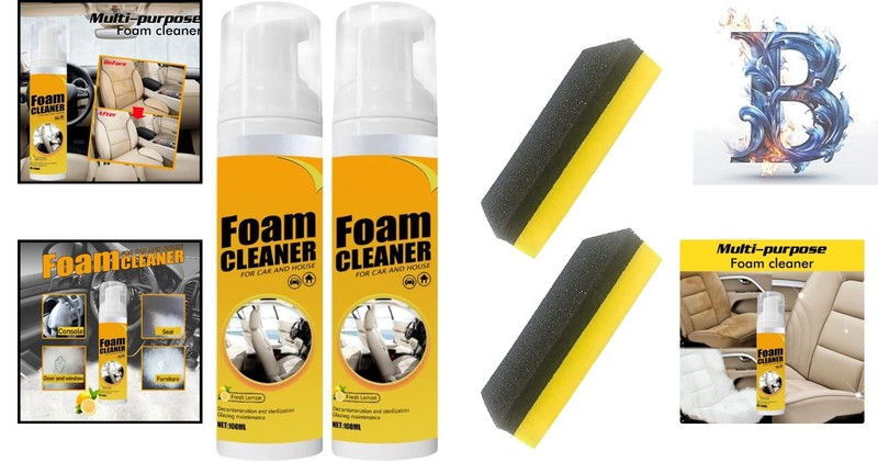 Multipurpose Foam Cleaner Spray, 2 x 100ml for Car Interiors & Household Use gallery