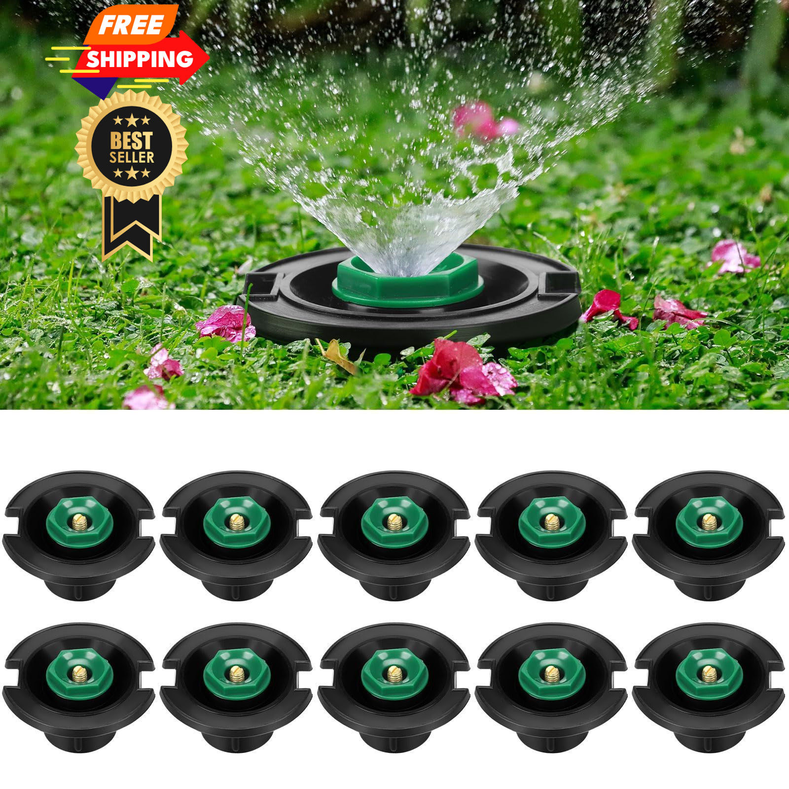 Geelin 10 Pcs Plastic Flush Head Sprinkler Circle Pop-up Full green, yellow gallery