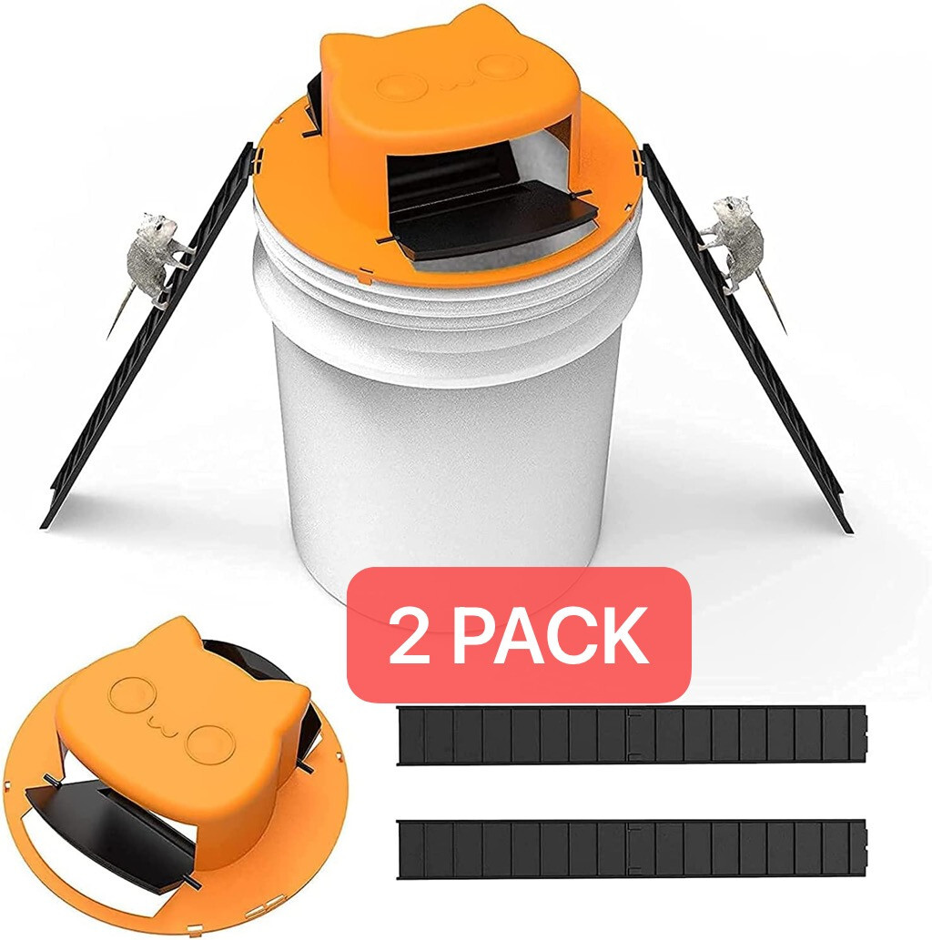 2Pack Black Slide Bucket Lid Mouse Rat Trap Bucket Mousetrap Catcher US Stock gallery