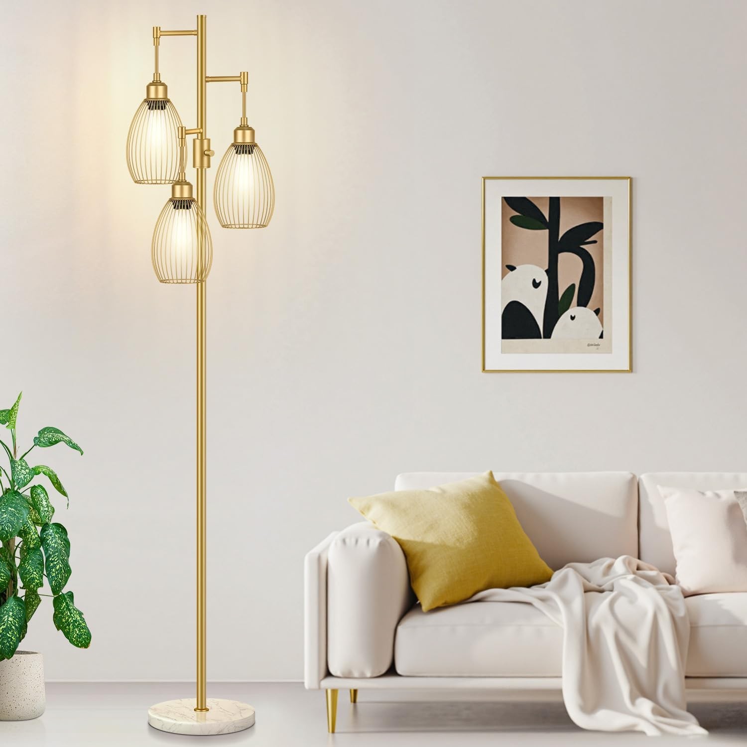 Dimmable floor lamp with three 800-lumen LED bulbs. gallery