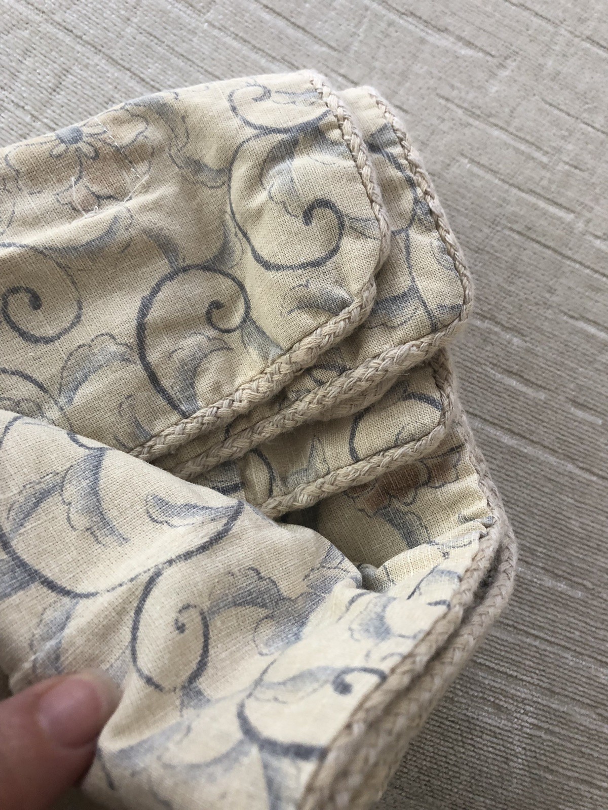 Blue Gray Floral Scroll + Beige RALPH LAUREN Madalena Audrey Corded STD Sham NIP gallery