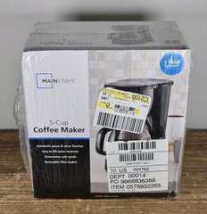 Mainstays 5 Cup Drip Coffee Maker Black Carafe Easy Fill Pause Filter Basket NEW