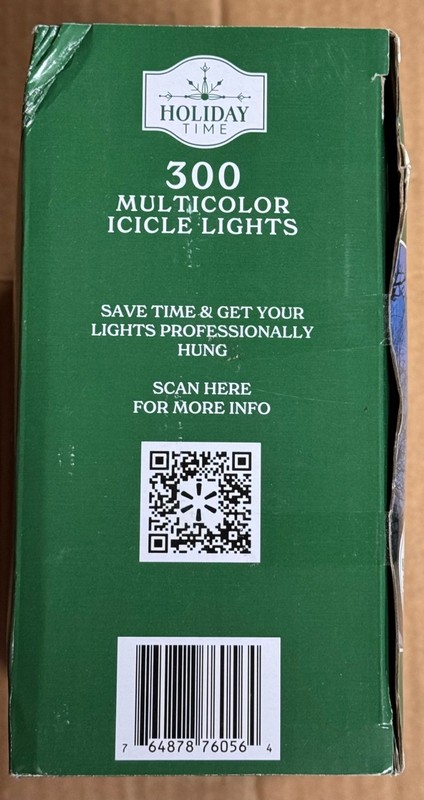 Holiday Time - 300 LED Multicolor Mini Icicle Lights White Wire 19 ft Long TOTAL gallery