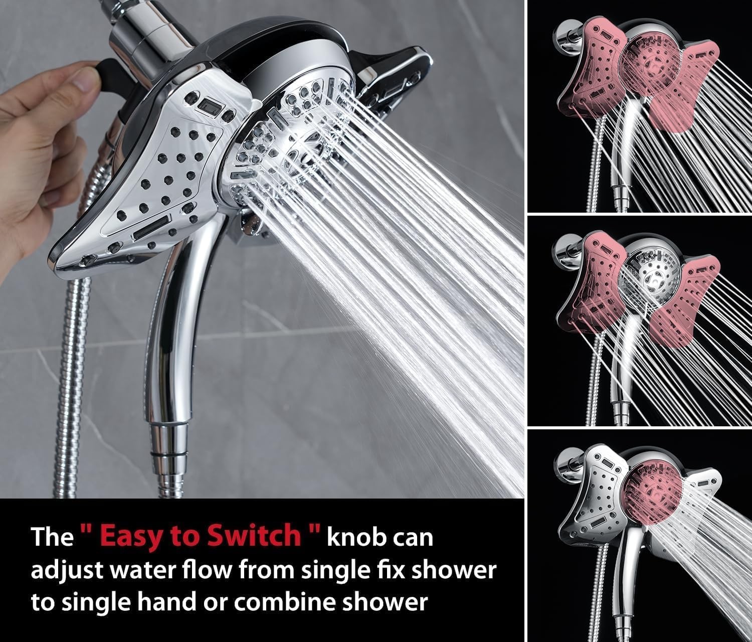 5GPM 2 in 1 Rain Shower Head Handheld Spray Combo Set gallery