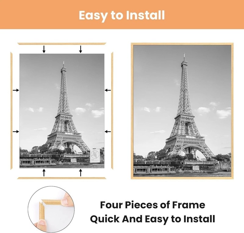 upsimples 16x24 Picture Frame Scratch-Proof Poster Frames, Natural, 2 Pack gallery